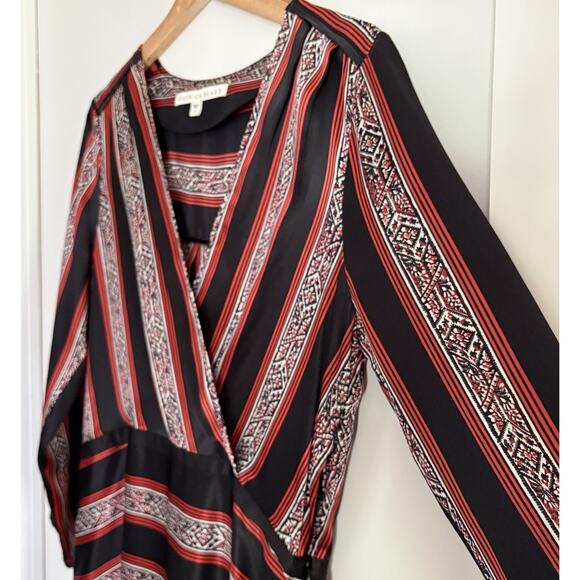 Veronica Beard Ivy Flounce Silk Wrap Style Dress 6 Red Black Party Boho Indie - Picture 9 of 16